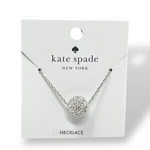 Kate Spade Mini Pavé Ball Pendant Necklace Silver Clear Crystal NWT